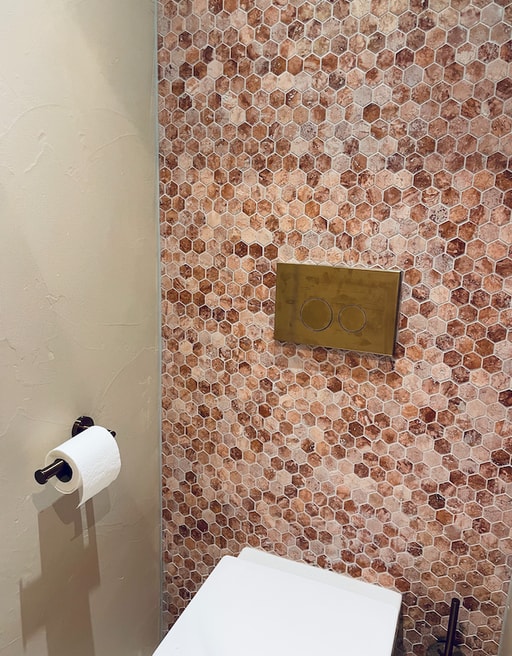 Mosaic Hexagon Plain Red Travertine